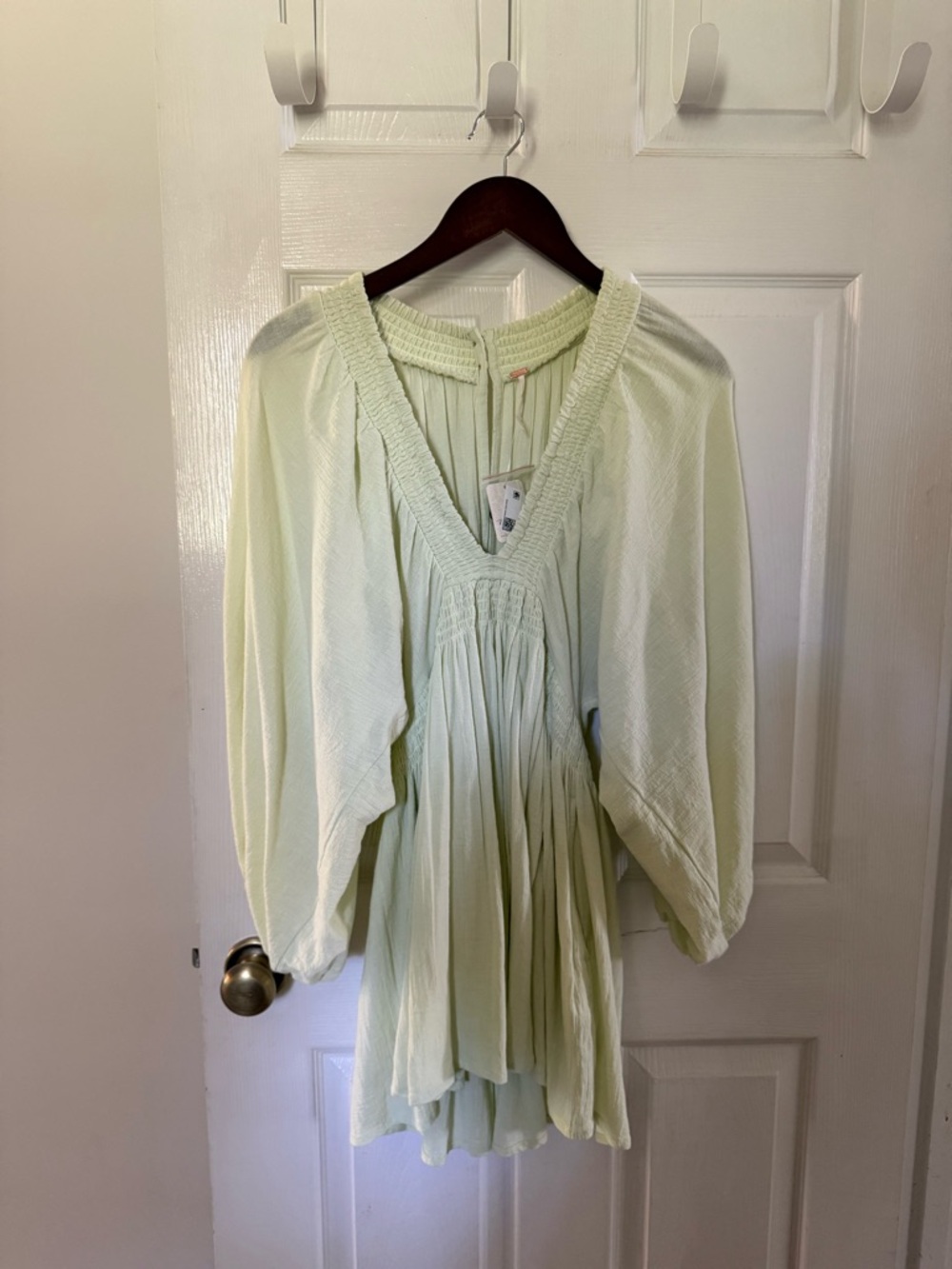 NWT Free People For The Moment Mini Dress Green Women’s Size Small Long Sleeve